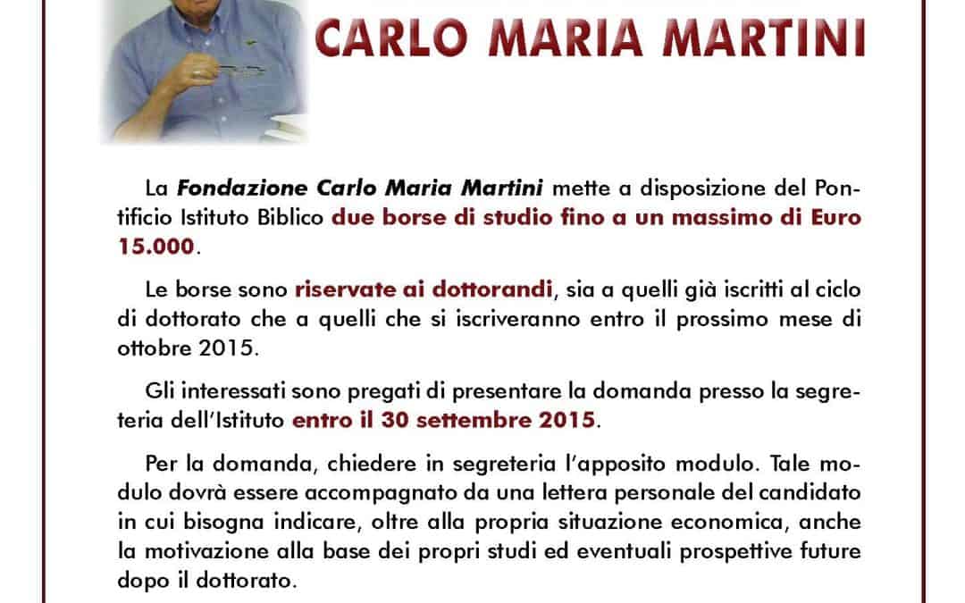 Borse di studio intitolate a Carlo Maria Martini presso il Pontificio Istituto biblico di Roma